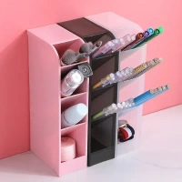 4 Grid Desktop Pen Cum Cosmetic Holder, Pen Holder, 4 Compartment Office Desk Organizer, Stationary & Makeup Brush Organizer