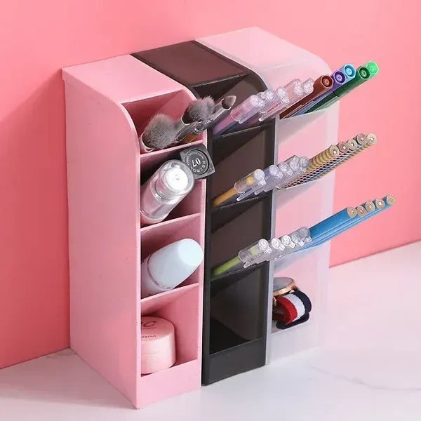 4 Grid Desktop Pen Cum Cosmetic Holder, Pen Holder, 4 Compartment Office Desk Organizer, Stationary & Makeup Brush Organizer