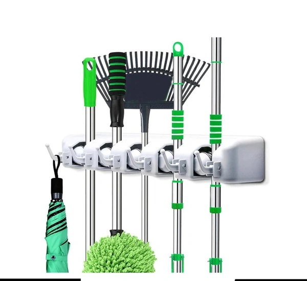 5-LAYER MULTIPURPOSE WALL MOUNTED ORGANIZER MOP AND BROOM HOLDER