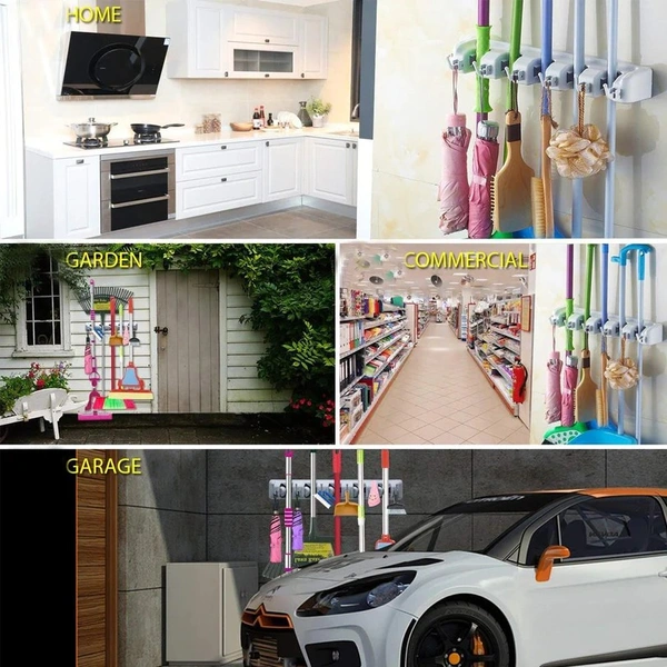 5-LAYER MULTIPURPOSE WALL MOUNTED ORGANIZER MOP AND BROOM HOLDER