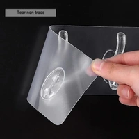6 Hook Sticker Plate, Adhesive Sticker Multi-Purpose 6 Hook for Hanging Strong, Heavy Duty Sticky Hooks for Hanging, Transparent Reusable Waterproof