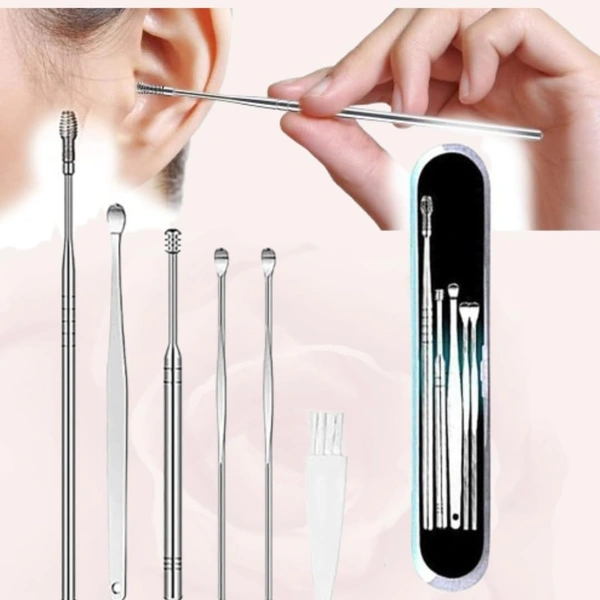 6 Pcs Ear Pick with a Storage Box Earwax Removal Kit | Ear Cleansing Tool Set | Stainless Steel Ear Curette Ear Wax Remover Tool
