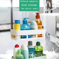 ABS PLASTIC SHOWER CORNER CADDY BASKET SHELF RACK WITH WALL MOUNTED SUCTION CUP FOR BATHROOM KITCHEN