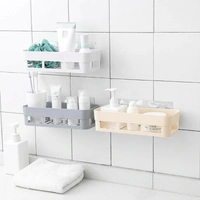 ABS PLASTIC SHOWER CORNER CADDY BASKET SHELF RACK WITH WALL MOUNTED SUCTION CUP FOR BATHROOM KITCHEN
