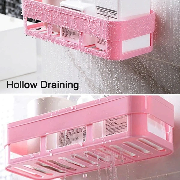 ABS PLASTIC SHOWER CORNER CADDY BASKET SHELF RACK WITH WALL MOUNTED SUCTION CUP FOR BATHROOM KITCHEN