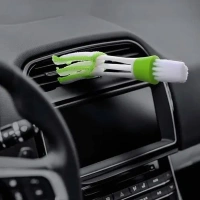Car AC Vent Cleaning Brush – 2-in-1 Double-Ended Detailing Tool with Microfiber Sleeves