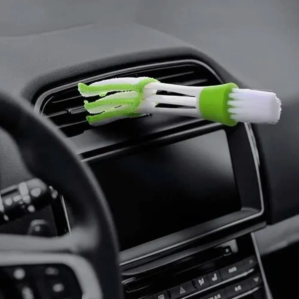 Car AC Vent Cleaning Brush – 2-in-1 Double-Ended Detailing Tool with Microfiber Sleeves