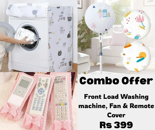 Combo Offer Front Load washing Machine Cover + Fan Cover + Remote Cover