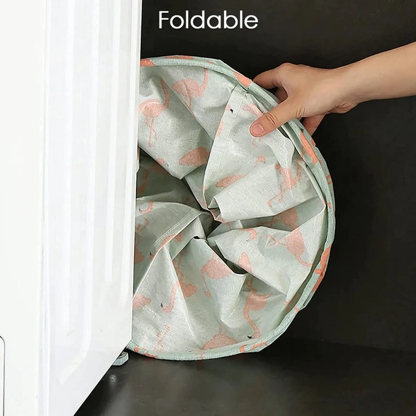 DURABLE AND COLLAPSIBLE LAUNDRY STORAGE BAG WITH HANDLES CLOTHES & TOYS STORAGE FOLDABLE LAUNDRY BAG FOR DIRTY CLOTHES.