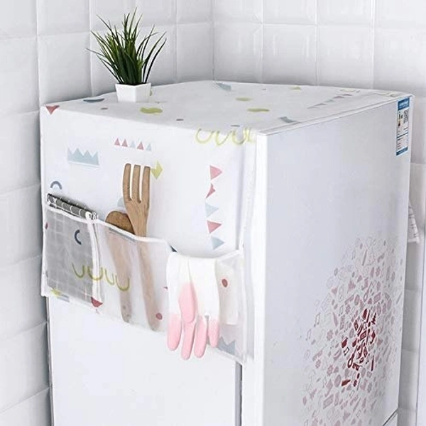 Fridge Cover with Utility Pockets Cartoon Prints