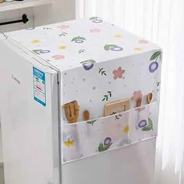 Fridge Cover with Utility Pockets Cartoon Prints