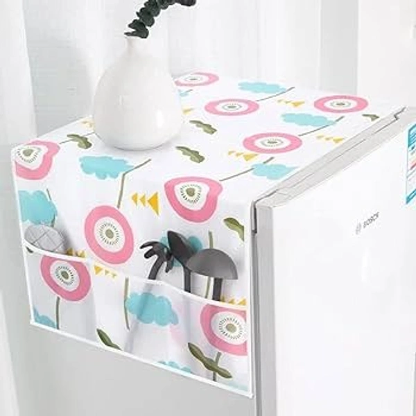 Fridge Cover with Utility Pockets Cartoon Prints