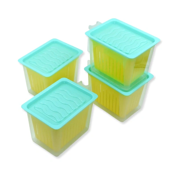 FRIDGE STORAGE CONTAINERS WITH HANDLE PLASTIC STORAGE CONTAINER FOR KITCHEN (4PCS SET)
