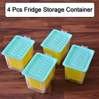 FRIDGE STORAGE CONTAINERS WITH HANDLE PLASTIC STORAGE CONTAINER FOR KITCHEN (4PCS SET)