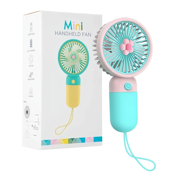 Korean Style Portable Mini Fan – Rechargeable USB Handheld Fan with 3-Speed Quiet Cooling