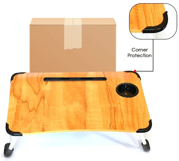 LAPTOP TABLE FOLDABLE PORTABLE NOTEBOOK BED LAP DESK TRAY STAND READING HOLDER WITH COFFEE CUP SLOT FOR BREAKFAST, READING & MOVIE WATCHING, STUDY TABLE. (RANDOM COLOR)