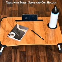 LAPTOP TABLE FOLDABLE PORTABLE NOTEBOOK BED LAP DESK TRAY STAND READING HOLDER WITH COFFEE CUP SLOT FOR BREAKFAST, READING & MOVIE WATCHING, STUDY TABLE. (RANDOM COLOR)