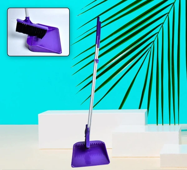 LONG HANDLE DUSTPAN AND BRUSH 2 PIECE SET FOR SWEEPING CLEANING HOME OFFICE