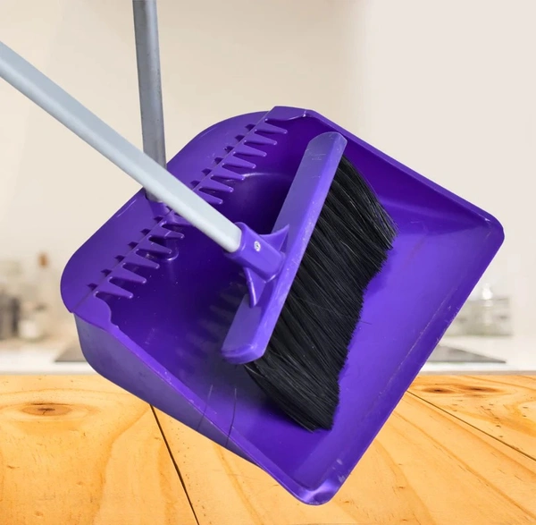 LONG HANDLE DUSTPAN AND BRUSH 2 PIECE SET FOR SWEEPING CLEANING HOME OFFICE