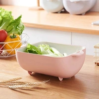 MULTIFUNCTIONAL BPA FREE DOUBLE LAYERED PLASTIC ROTATABLE STRAINER BOWL WITH HANDLES FOR WASHING, RINSING, SERVING VEGETABLES & FRUITS, basket (MULTICOLOR)