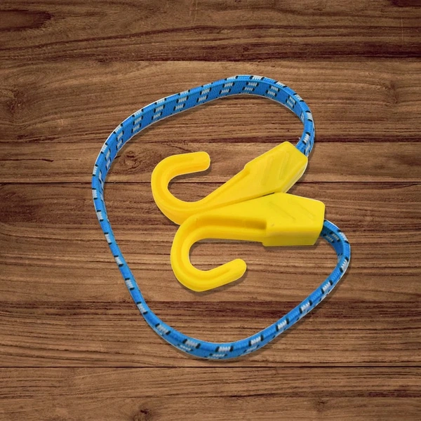 MULTIPURPOSE ULTRA FLEXIBLE BUNGEE ROPE, LUGGAGE STRAP, BUNGEE CORD WITH AND PLASTIC J SHAPE HOOKS (2 PC)