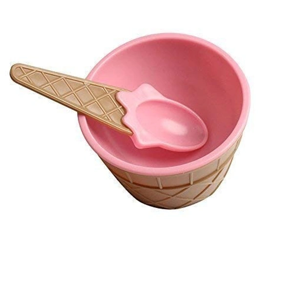 (Pack of 2) Reusable Ice Cream Bowls with Spoons Set – Colorful Dessert Cups for Kids & Parties