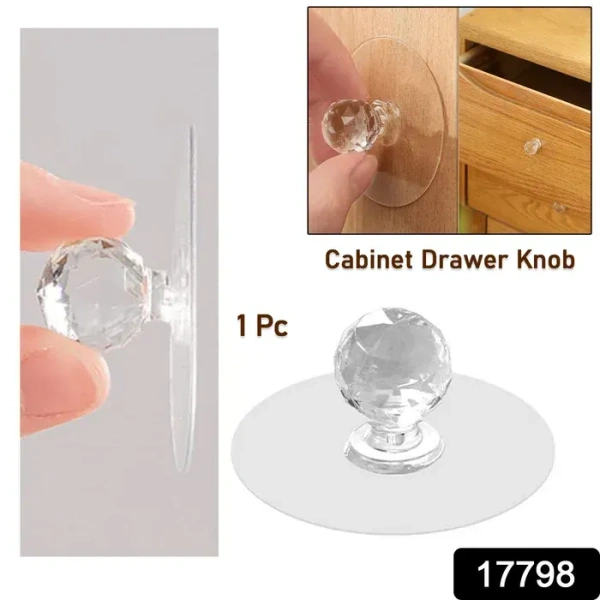 ( Pack of 4 ) Clear Cabinet Drawer Knobs / Hook