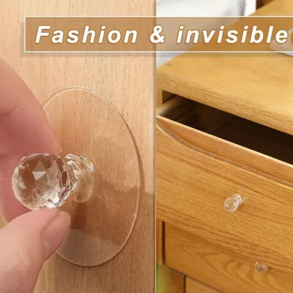 ( Pack of 4 ) Clear Cabinet Drawer Knobs / Hook