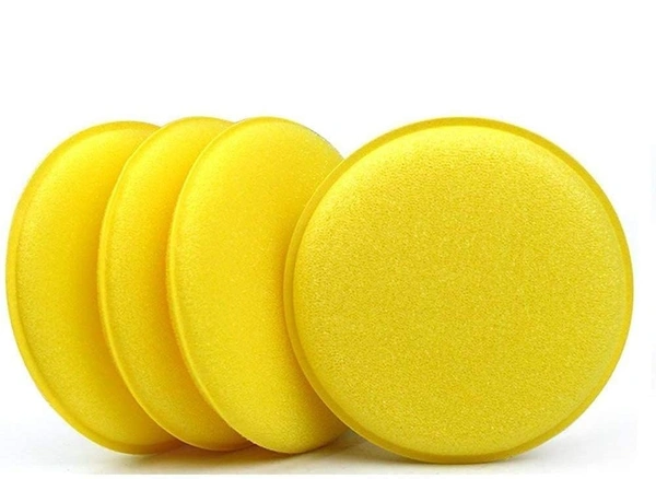 (Pack of 4) Round Foam Waxing Car Sponge – Professional High-Density Applicator Pad for Polishing & Detailing