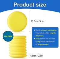 (Pack of 4) Round Foam Waxing Car Sponge – Professional High-Density Applicator Pad for Polishing & Detailing