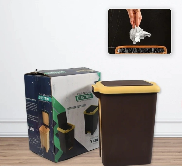 PLASTIC PUSH N PEDAL DUSTBIN ( 7 LTR. )