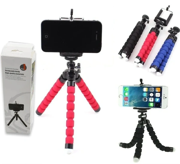 PORTABLE MINI OCTOPUS TRIPOD STAND WITH PHONE HOLDER FOR LIVE SELFIE, MOBILE PHONE PORTABLE AND ADJUSTABLE STENT