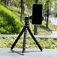 PORTABLE MINI OCTOPUS TRIPOD STAND WITH PHONE HOLDER FOR LIVE SELFIE, MOBILE PHONE PORTABLE AND ADJUSTABLE STENT