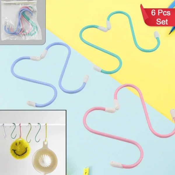 S Shape Metal Hooks for Hanging (6 Pcs Set)