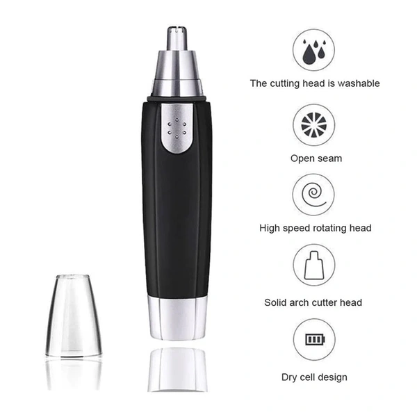 SHARP NEW EAR AND NOSE HAIR TRIMMER PROFESSIONAL HEAVY DUTY STEEL NOSE CLIPPER BATTERY-OPERATED.