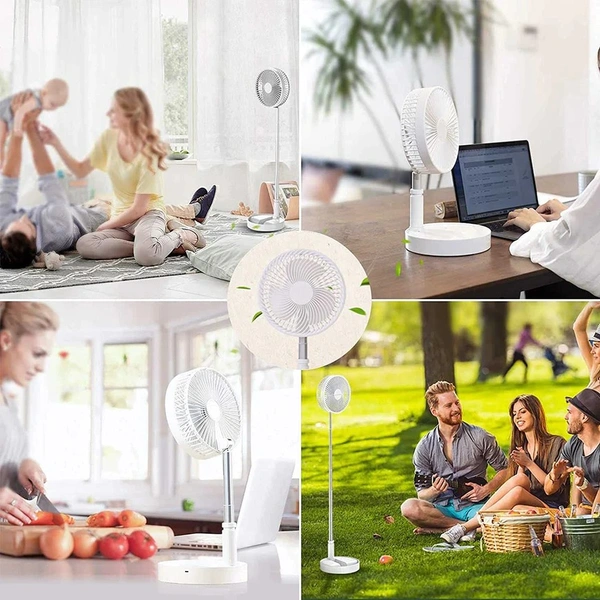 TELESCOPIC ELECTRIC DESKTOP FAN, HEIGHT ADJUSTABLE, FOLDABLE & PORTABLE FOR TRAVEL/CARRY | SILENT TABLE TOP PERSONAL FAN FOR BEDSIDE, OFFICE TABLE (BATTERY NOT INCLUDE)