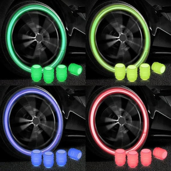 TYRE VALVE CAPS LUMINOUS GLOW (PACK OF 4)