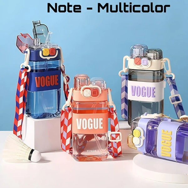 Vogue Double Nozzle Kids Water Bottle (550ml) – 2-in-1 Dual Sipper & Direct Drink Leak-Proof Flask with Strap