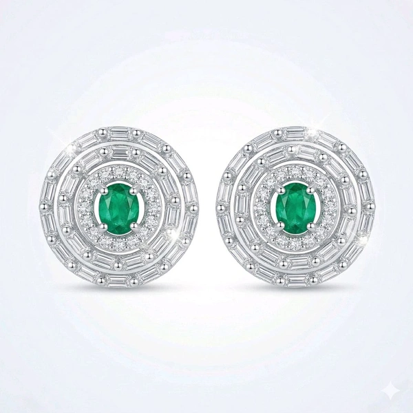 American Diamonds Silver Plated Earring - Hint of Green