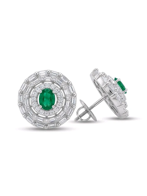 American Diamonds Silver Plated Earring - Hint of Green