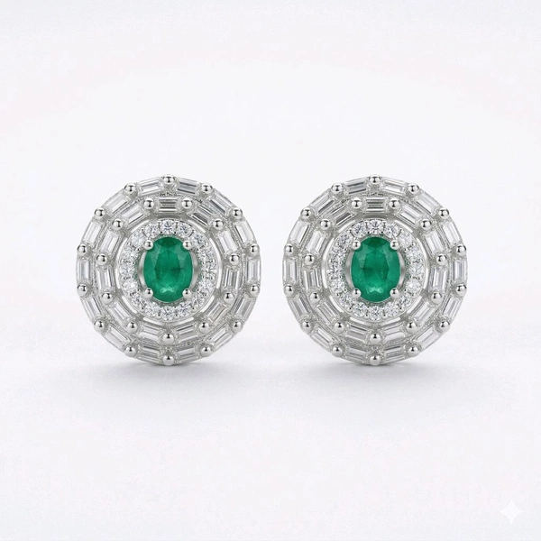 American Diamonds Silver Plated Earring - Hint of Green