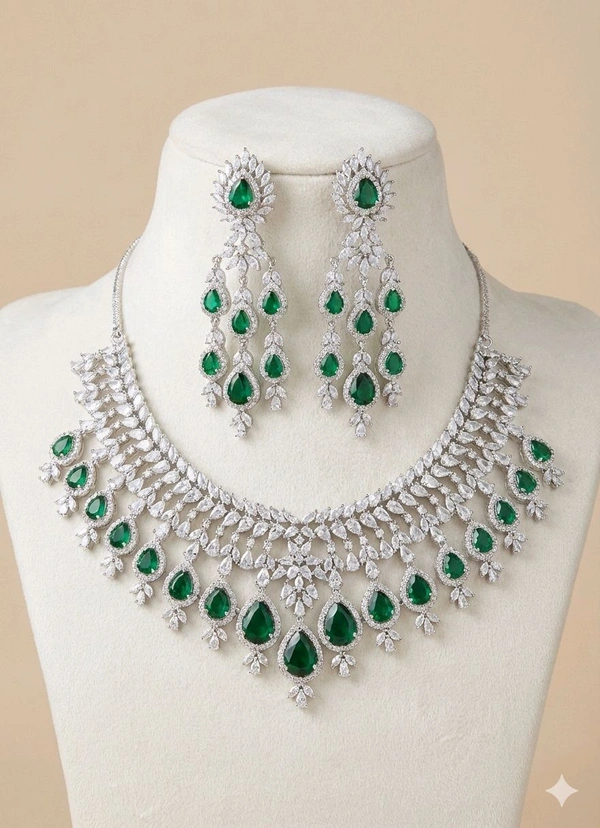 Green CZ Necklace Set