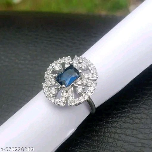 Green Emerald Royal Halo Ring | Premium Diamond Finish Statement Ring - Blue