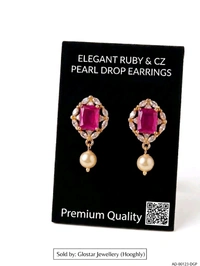 Elegant Ruby & CZ Pearl Drop Earrings – Premium Wedding & Party Wear Earrings for Women & Girls| Glostar Jewellery