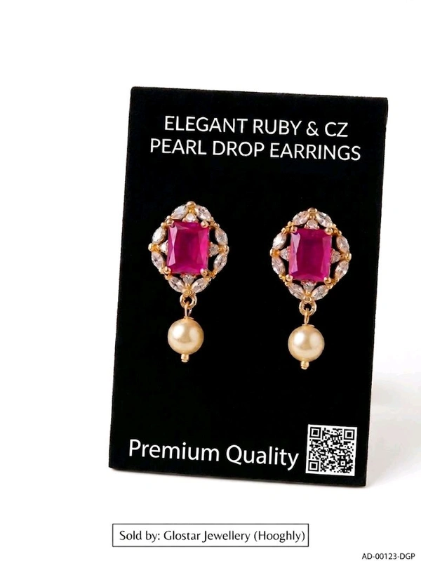 Elegant Ruby & CZ Pearl Drop Earrings – Premium Wedding & Party Wear Earrings for Women & Girls| Glostar Jewellery