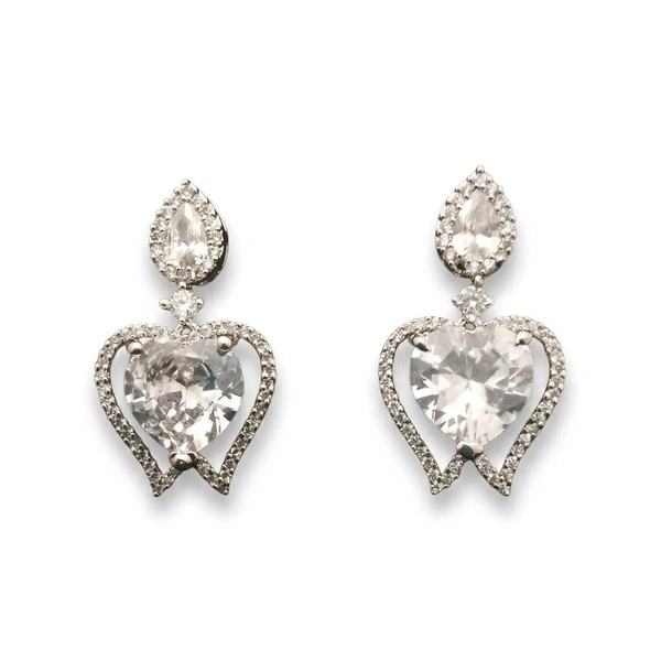 Eterna Heart Drop Earrings - White
