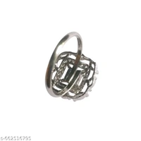 Premium Silver Plated American Diamond Ring – Blue, Ruby, & Green Colour Options - Green