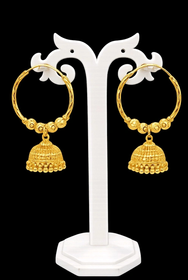 Gold Plated Hoop Jhumka Earrings With
Beads For Women Traditional Bridal
Wedding Festive Daily Wear Ethnic Style