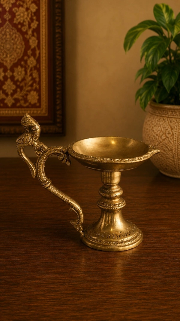 GS Decors Brass Single Face handle diya 5.5''