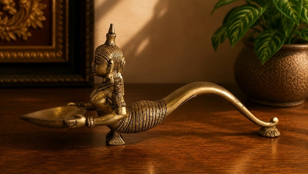 GS Decors Brass Fish Diya 4''